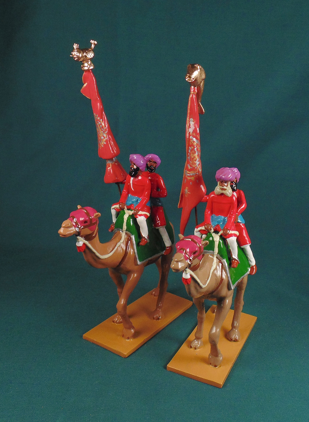 447 - Emblem Carriers on Camels from Cutch, Fish and Bird. Delhi Durbar 1903. </br> Limited Edition, Painted by Ana Donzino. 